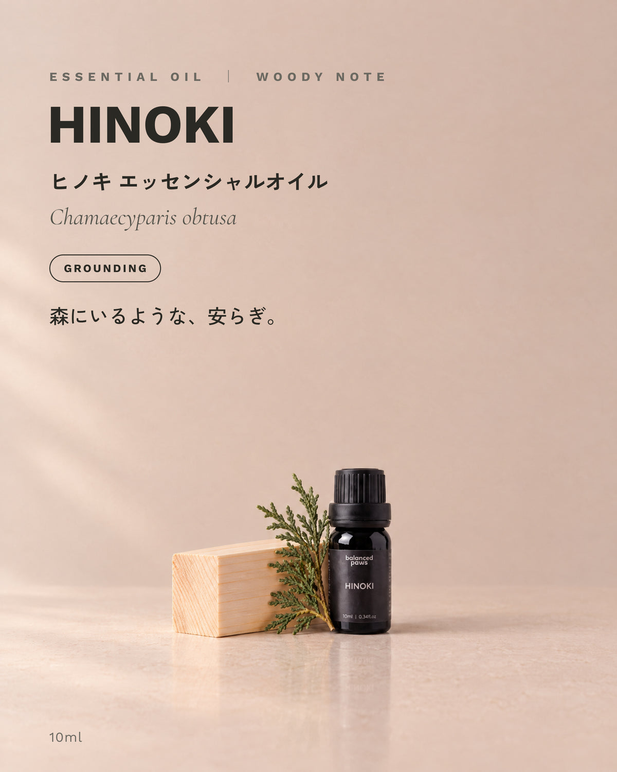 ニッチオイル : ヒノキ｜ヒノキ エッセンシャルオイル 10ml｜バランスドパウズ